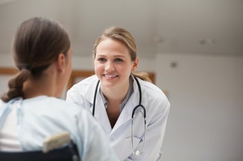 Radiologist with patient